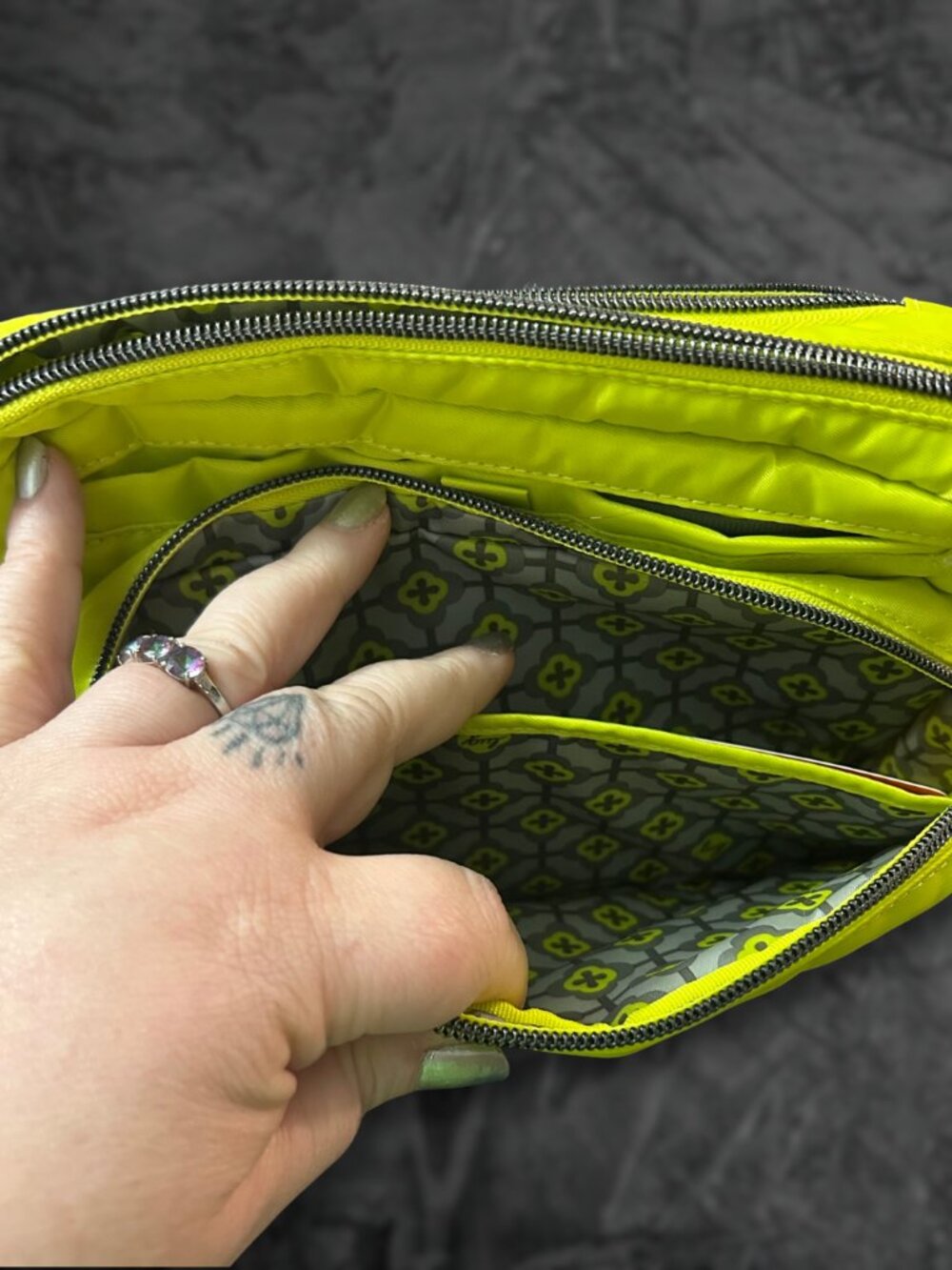 Lug Classic Quilted Belt Bag Crossbody Double Back in Lemon Lime Green - Picture 9 of 15